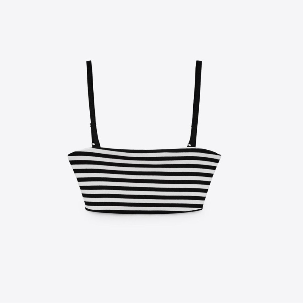 Zara Black and White Striped Crop Top